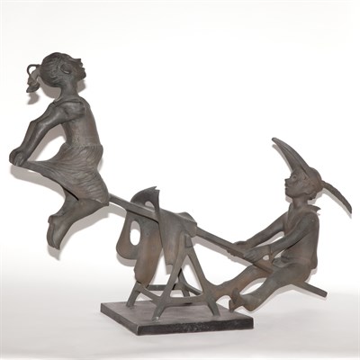 Lot 293 - Bronze Figural Group of Children on a Seesaw...