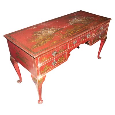 Lot 198 - George II Style Chinoiserie Decorated Red...