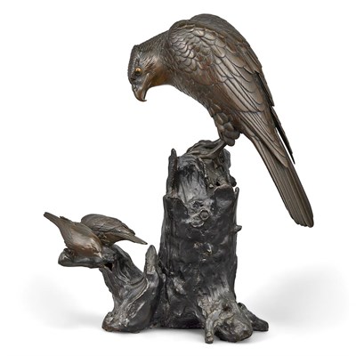 Lot 15 - Japanese Bronze Bird of Prey Sculpture 19th...