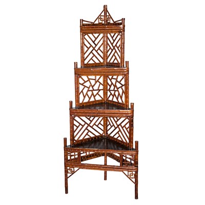 Lot 204 - Asian Faux Bamboo Corner Etagere Height 6 feet...