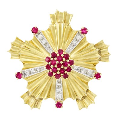 Lot 192 - Gold, Ruby and Diamond Clip-Brooch, Tiffany & Co.