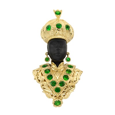 Lot 418 - Gold and Tsavorite Garnet Blackamoor Clip, Nardi
