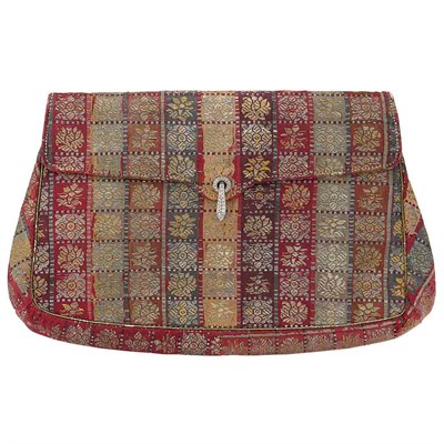 Lot 125 - Art Deco Fabric, Platinum and Diamond Evening Purse, Cartier, France