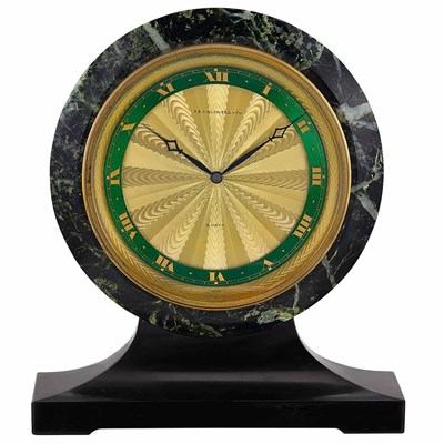 Lot 86 - Art Deco Marble, Slate and Brass Eight Day Desk Clock, J.E. Caldwell & Co.