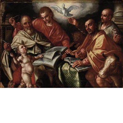 Lot 1 - Circle of Pieter Aertsen The Four Evangelists...