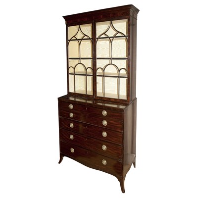 Lot 229 - George III Mahogany Secretary Bookcase Height...