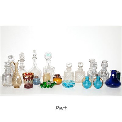 Lot 230 - Group of Clear and Colored Glass Table...