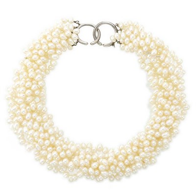 Lot 1512 - Multistrand Freshwater Pearl Necklace with Sterling Silver Clasp, Tiffany & Co.