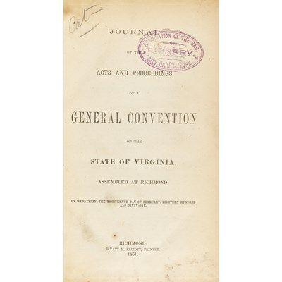 Lot 88 - [VIRGINIA - CIVIL WAR] Journal of the Acts and...