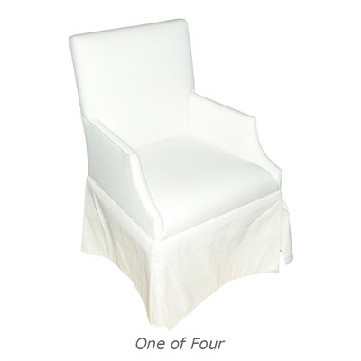 Lot 59 - Set of Four White Upholstered Dining Armchairs