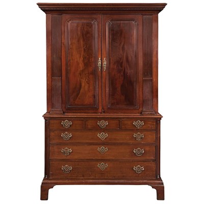 Lot 374 - George II Irish Mahogany Clothes Press Mid...