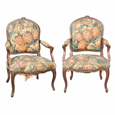 Lot 306 - Pair of Louis XV Style Tapestry Upholstered...