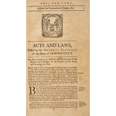 Lot 11 - [CONNECTICUT - FEDERAL] Acts and laws of the...