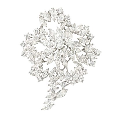 Lot 317 - Platinum and Diamond Cluster Brooch