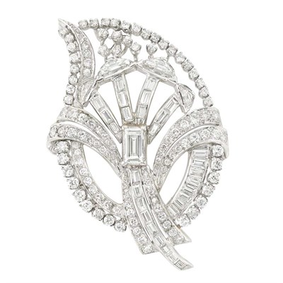 Lot 360 - Platinum and Diamond Leaf Brooch