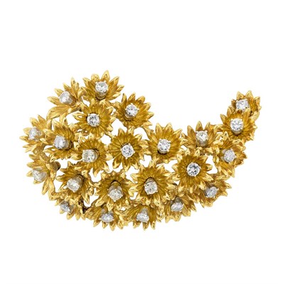 Lot 3026 - Two-Color Gold and Diamond Brooch