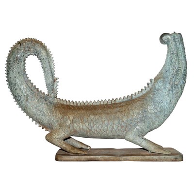 Lot 299 - Painted Metal Crocodile-Form Garden Fountain...