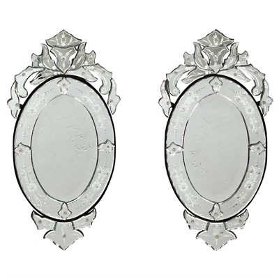 Lot 194 - Pair of Venetian Style Mirror Framed Mirrors...