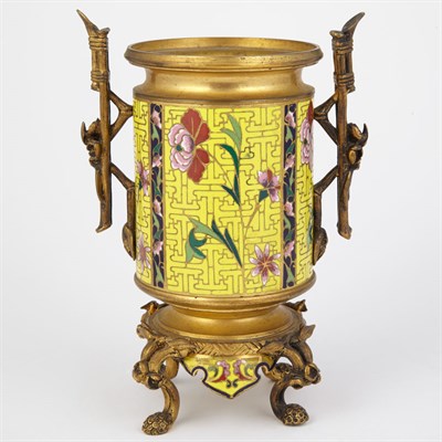 Lot 276 - French Gilt-Bronze and Champleve Enameled Urn...