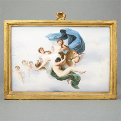 Lot 277 - Framed Continental Painted Porcelain Plaque...