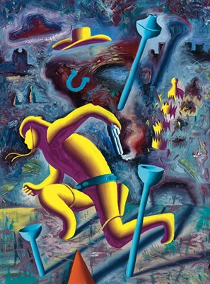 Lot 111 - Mark Kostabi American, b. 1960 Wild West #2,...