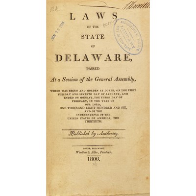 Lot 17 - [DELAWARE - FEDERAL] Run of Delaware laws,...