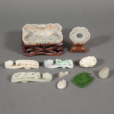 Lot 294 - Group of Ten Chinese Jade Articles Including...