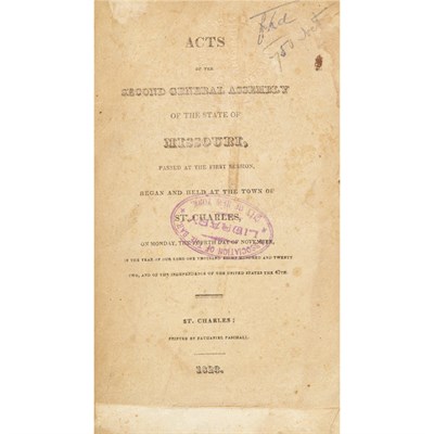 Lot 69 - [MISSOURI] Acts of the Second General Assembly...