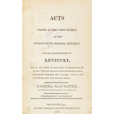 Lot 63 - [KENTUCKY] A run of Kentucky session law from...
