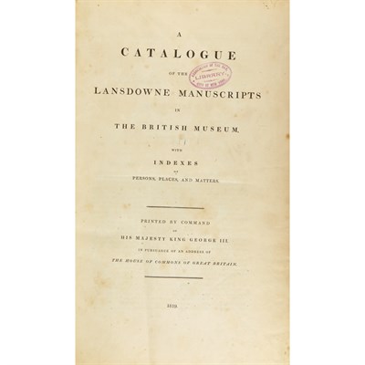 Lot 90 - [BIBLIOGRAPHY] A Catalogue of the Lansdowne...