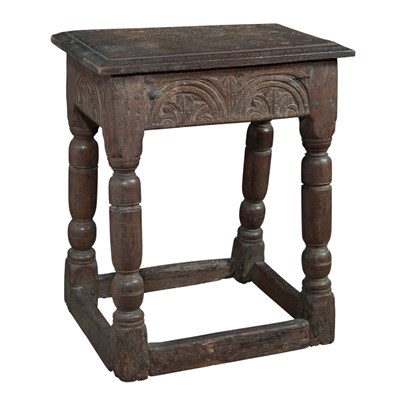 Lot 266 - Jacobean Oak Stool Height 20 1/2 inches, width...