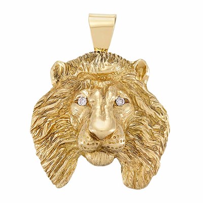 Lot 3020 - Gold and Diamond Lion Head Pendant
