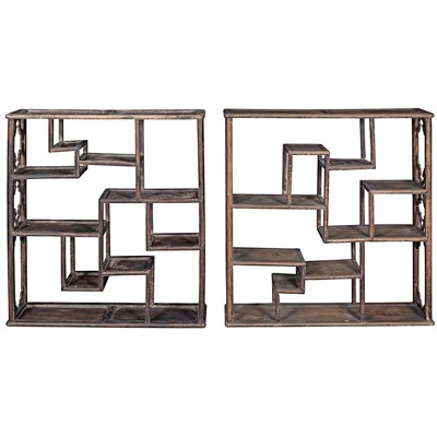 Lot 106 - Pair of Chinese Stained Hardwood Open...