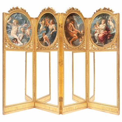 Lot 230 - Lous XVI Style Allegorical Giltwood, Painted...