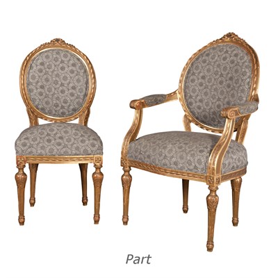 Lot 658 - Set of Six Louis XVI Style Giltwood Dining...