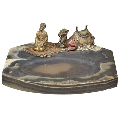Lot 196 - Austrian Cold Painted Bronze and Hardstone...