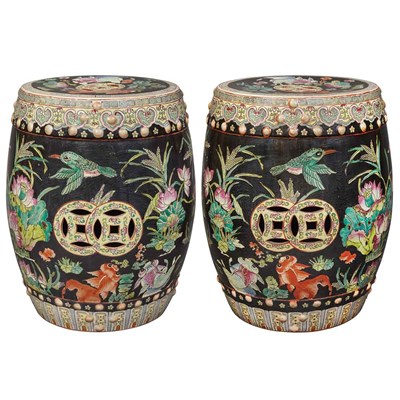 Lot 109 - Pair of Chinese Famile Rose Porcelain Garden...