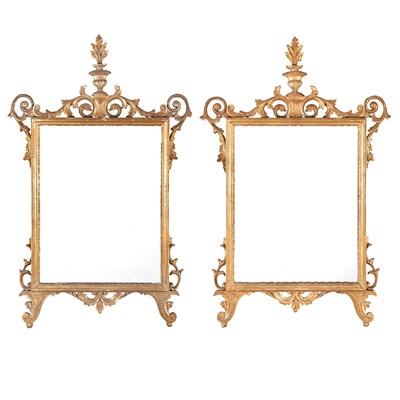 Lot 198 - Pair of Rococo Style Giltwood Mirrors Each...