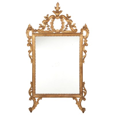 Lot 205 - Pair of Rococo Style Giltwood Mirrors Each...