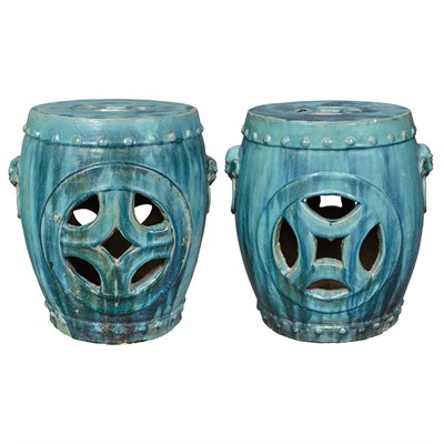 Lot 128 - Pair of Chinese Turquoise Glazed Ceramic...