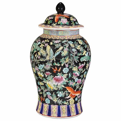 Lot 125 - Pair of Chinese Famile Rose Porcelain Urns...