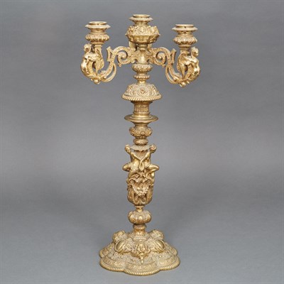 Lot 199 - Renaissance Style Gilt-Metal Three-Light...