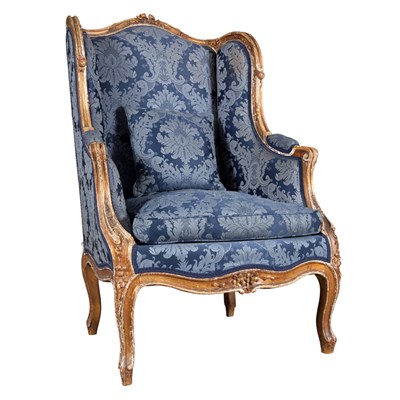 Lot 200 - Louis XV Style Giltwood Bergere With a floral...