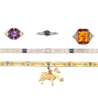 Lot 1204 - Group of Gold and Gem-Set Jewelry