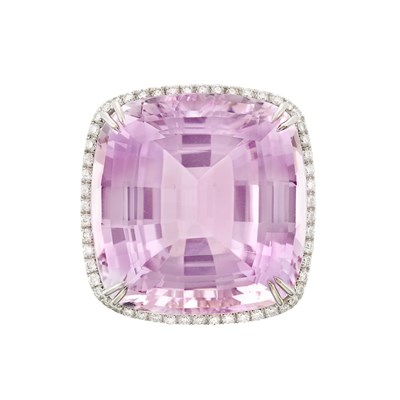 Lot 3154 - White Gold, Kunzite and Diamond Ring