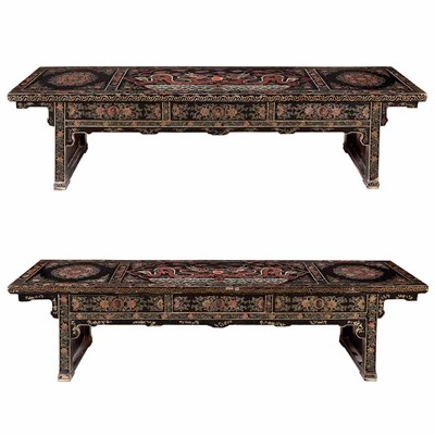 Lot 218 - Pair of Chinese Polychrome Decorated and Black...