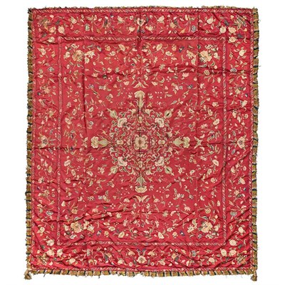 Lot 210 - Chinese Red Embroidered Coverlet Made for the...