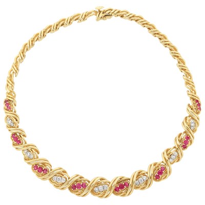 Lot 274 - Gold, Ruby and Diamond Necklace, Tiffany & Co.