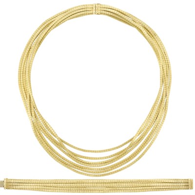 Lot 278 - Multistrand Gold Necklace and Bracelet