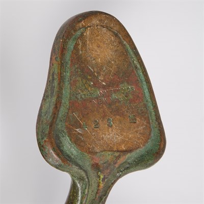Lot 555 - Tiffany Studios Bronze and Favrile Glass Harp...